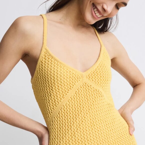 TOCCIN X RTR Sleeveless Crochet Midi Dress in Yellow - Picture 4 of 10